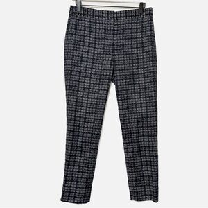 Theory black grey houndstooth easy slim leg trouser work pants career business 2